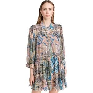 MISA Los Angeles Mita Bohemian Patchwork Printed Shirtdress Batik Small NWT $380
